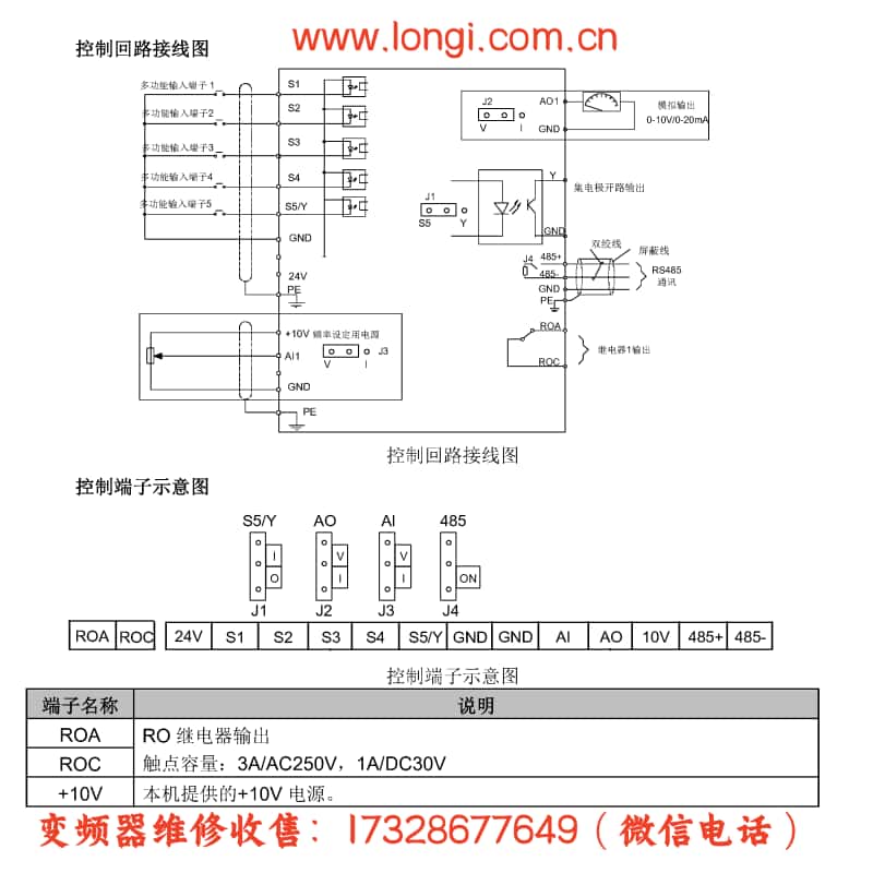 英威騰變頻器GD10控制回路和端子接線圖.jpg 英威騰變頻器GD10控制回路和端子接線圖.jpg